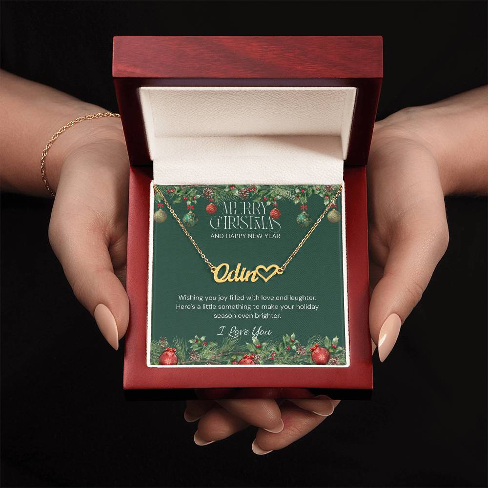 Christmas Name Necklace + Heart Character (w/MC)