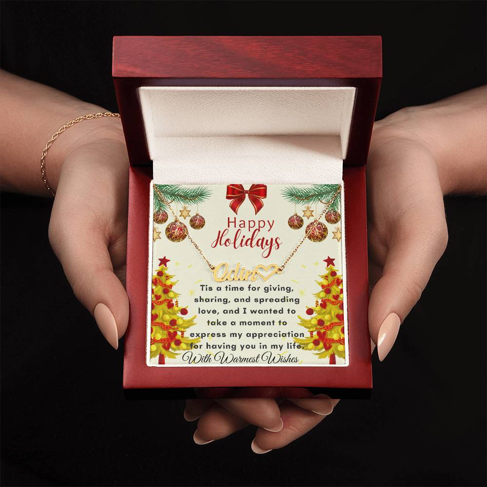 Christmas Name Necklace + Heart Character (w/MC)