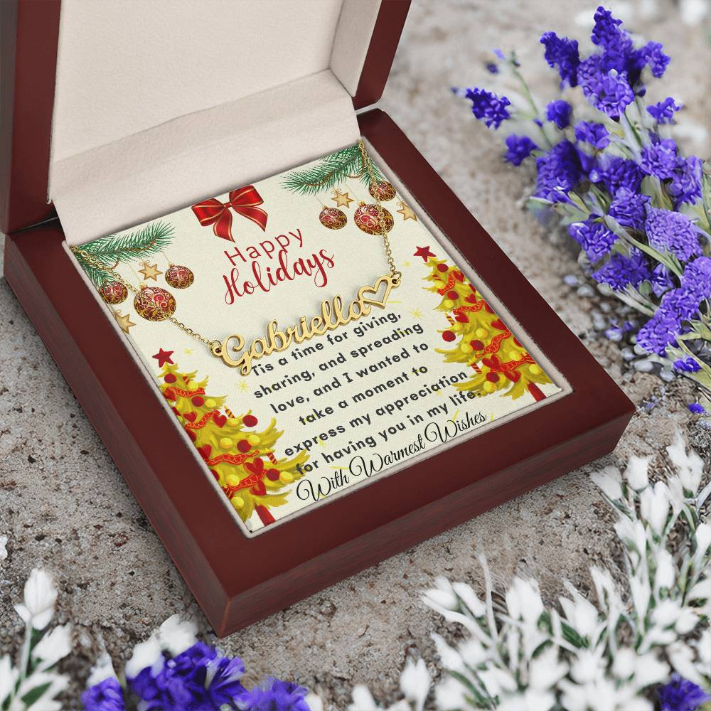 Christmas Name Necklace + Heart Character (w/MC)