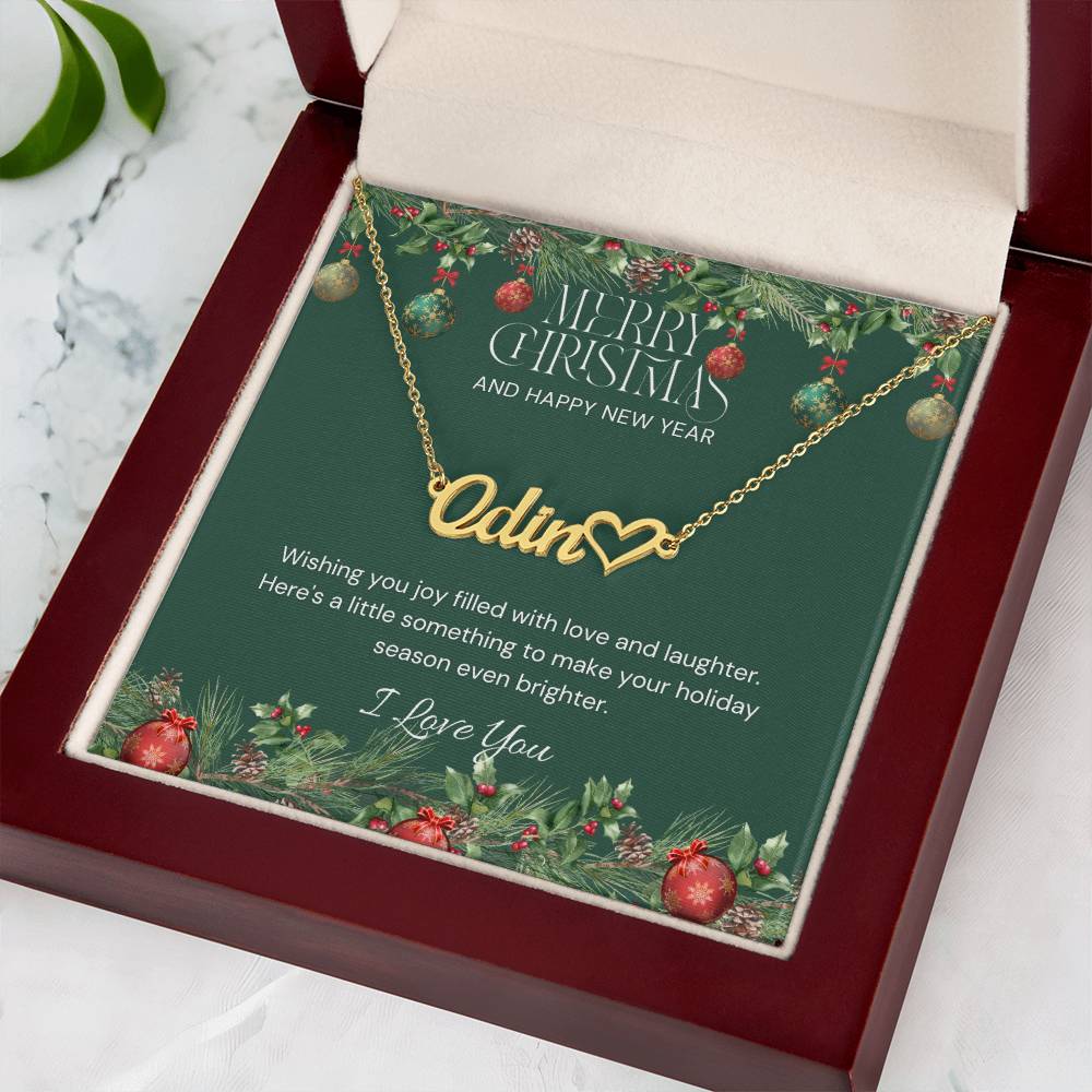 Christmas Name Necklace + Heart Character (w/MC)