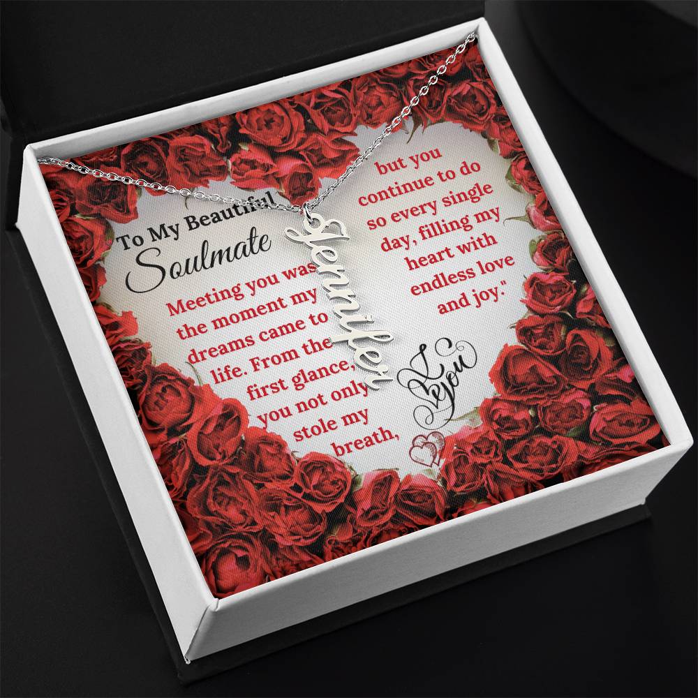 Valentines Vertical Name Necklace