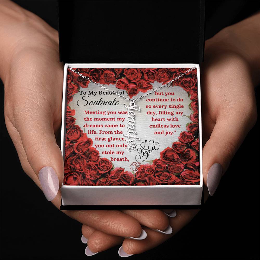 Valentines Vertical Name Necklace